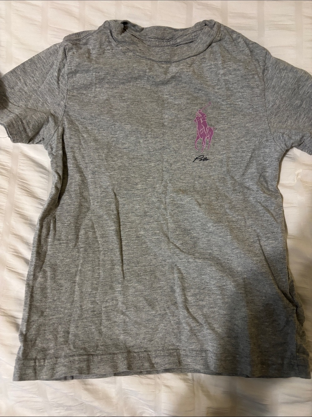 Polo by Ralph Lauren Gray Short-Sleeve Tee with Pink Pony Logo